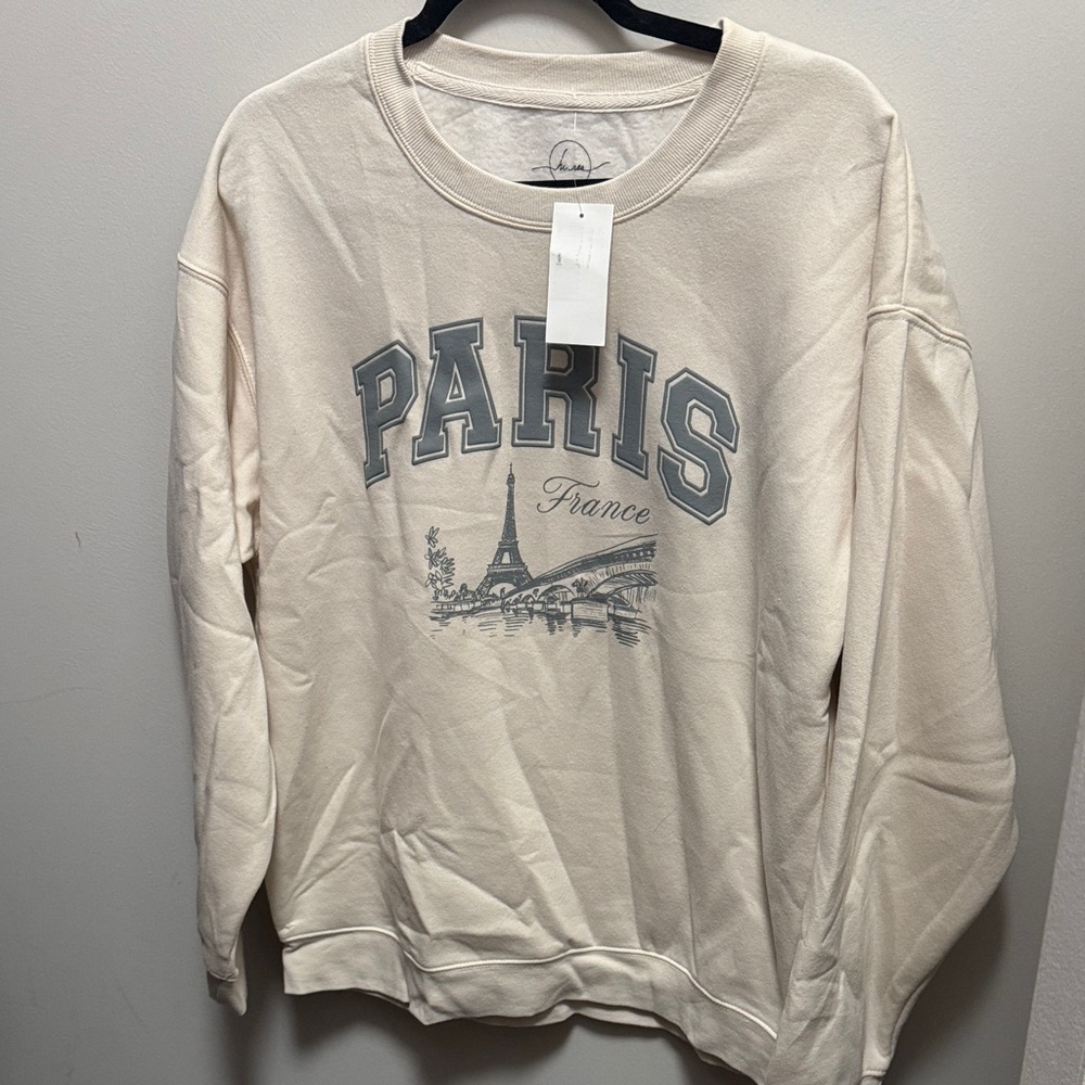 Nordstrom Cream and Gray Paris Sweater